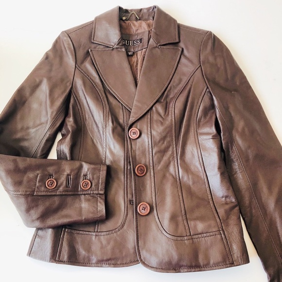 GUESS women genuine leather jacket coat S - Picture 2 of 6